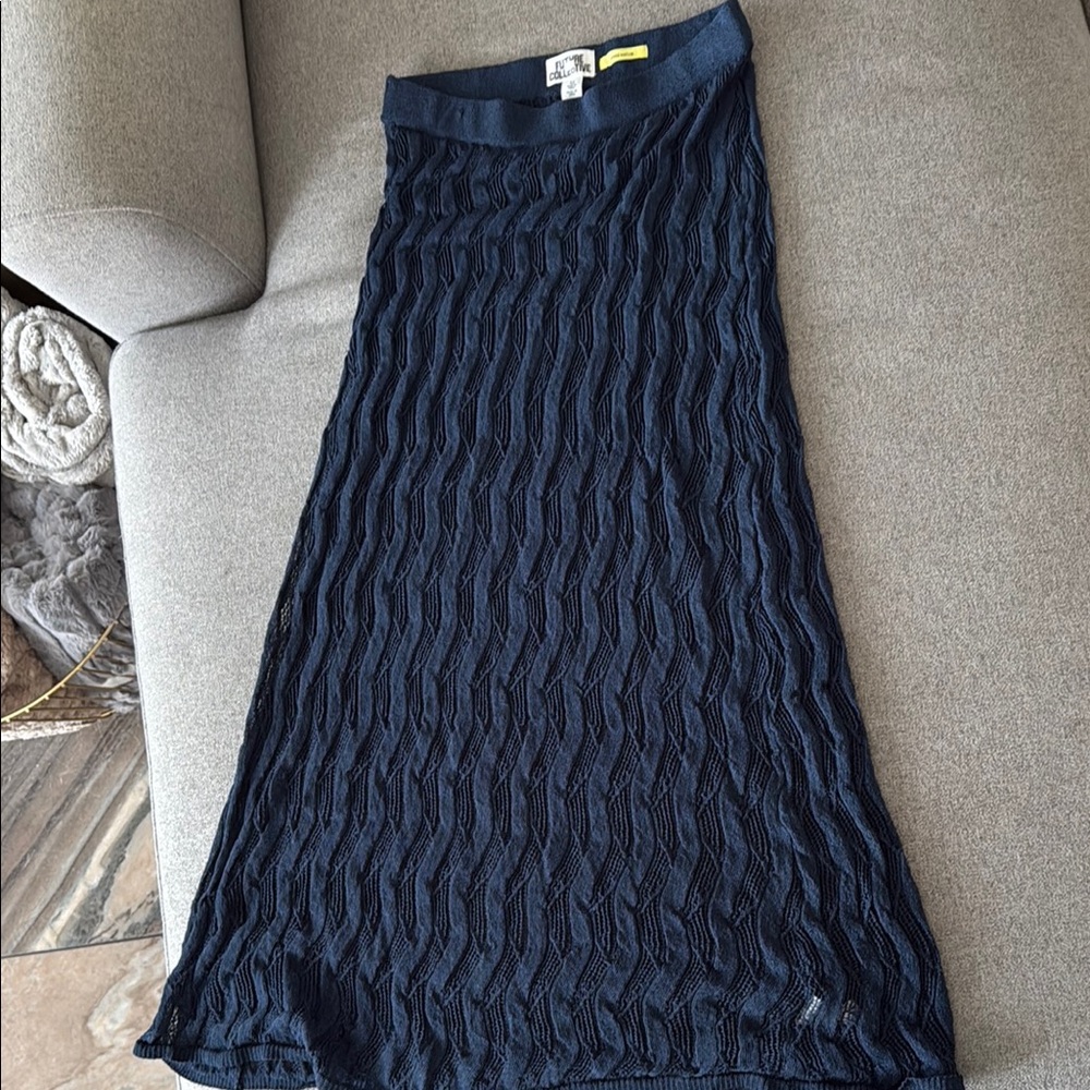 FUTURE COLLECTIVE  Blue Knit Skirt